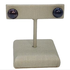 925 Sterling Silver Real‎ 9mm Black Cultured Freshwater Pearl Stud Earrings